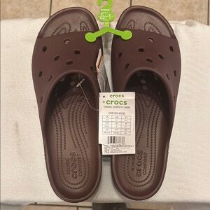 Crocs Classic Platform Slides Women Size 11 Dark Cherry Retro Sandals Beach